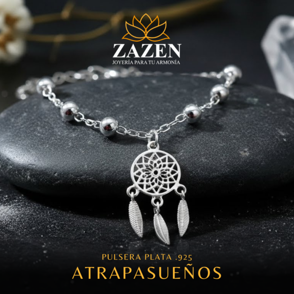 Pulsera con colgante Atrapasueños en plata .925