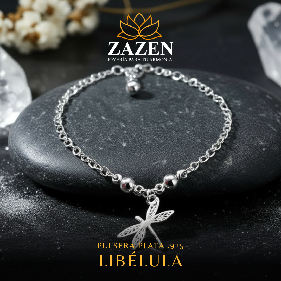 Pulsera con colgante de libélula en Plata .925