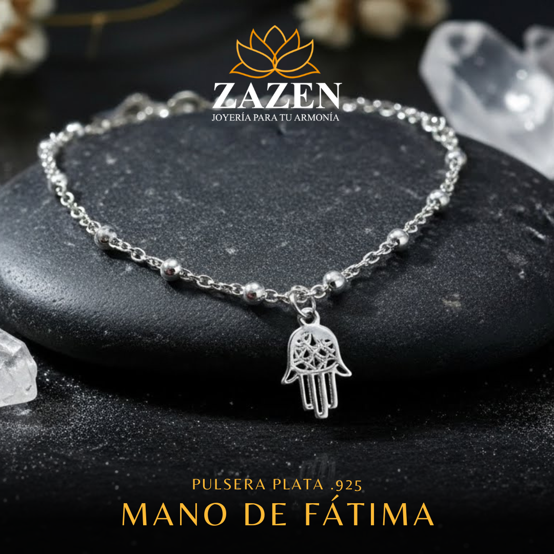 Pulsera con colgante Mano de Fátima en plata .925