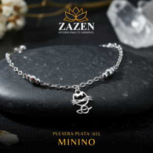 Pulsera con colgante Minino en plata .925