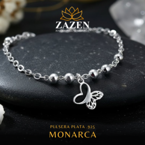 Pulsera con colgante de mariposa en plata .925